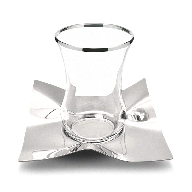 [DT3268] Carissa Tea Set of 6 pcs (Glass Rim, Silver)