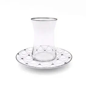 [DT1988S] Tourath Porcelain Tea Set of 6 pcs  (Silver)