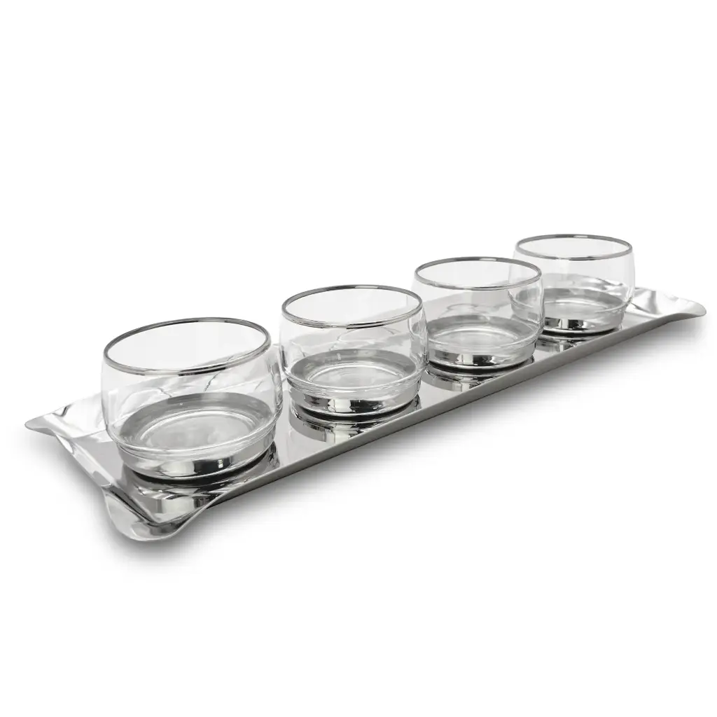 [DT3083] Quadro Serving Platter Set of 4  (Silver)